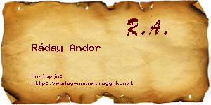 Ráday Andor névjegykártya